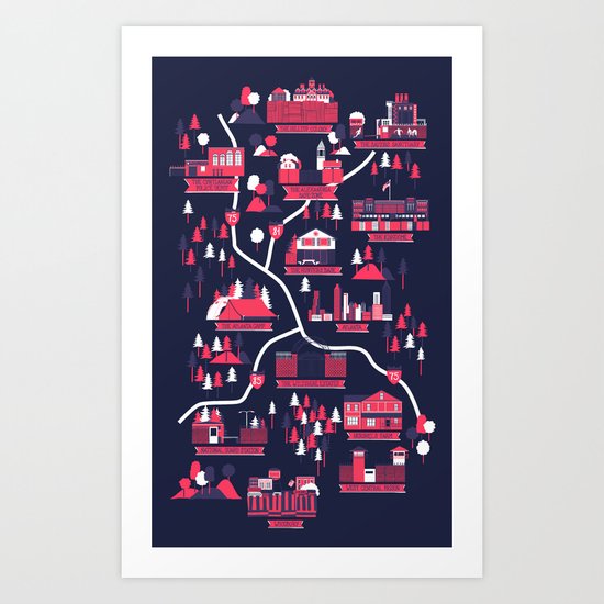 The Survivors Map (dark edition) Art Print