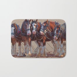 Straight six, reliable strength Bath Mat | Horse, Horseart, Draughthorse, Equineart, Equine, Oil, Painting, Drafthorse 