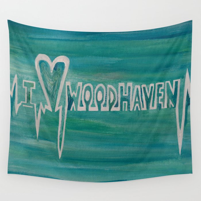 I Love Woodhaven Sign Wall Tapestry