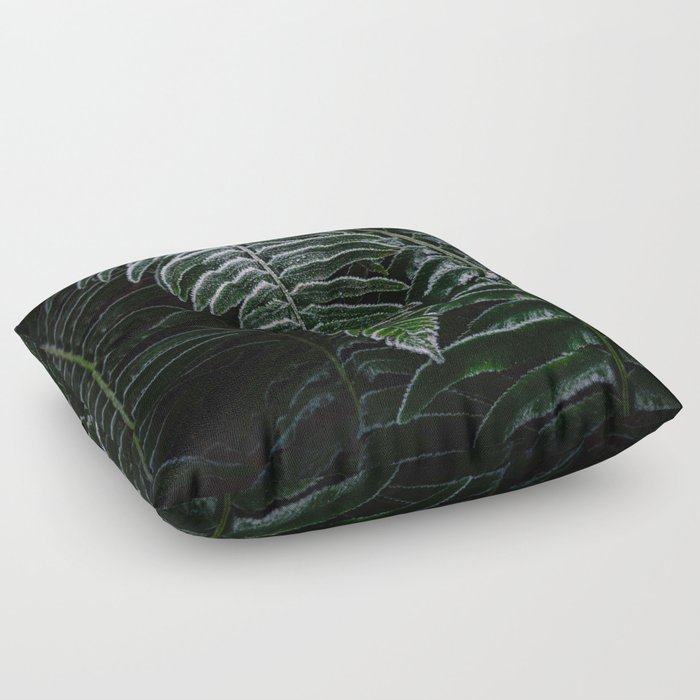 Deep green fern frond Floor Pillow