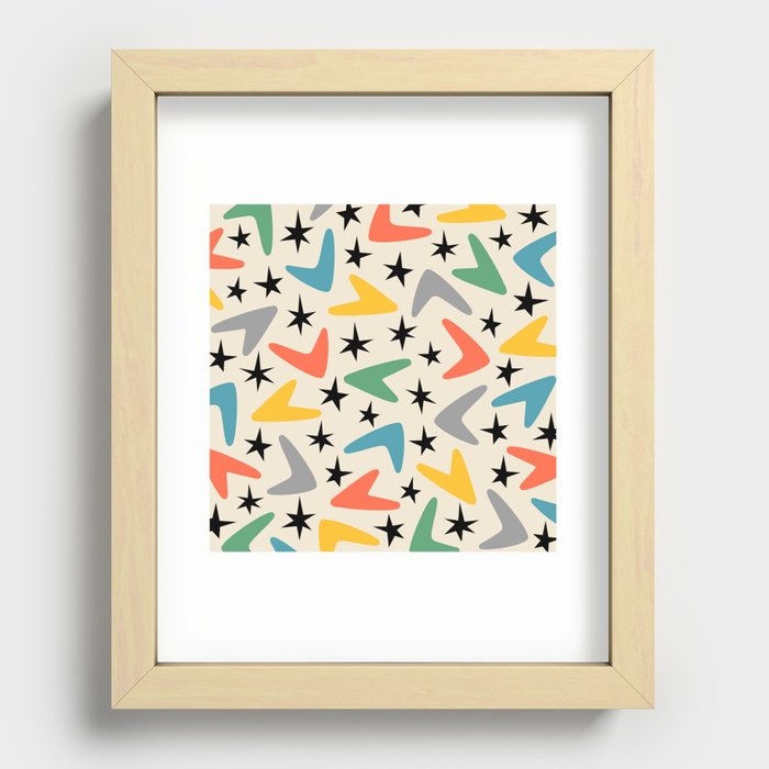 アート・デザイン・音楽 1950s Fashion Print Retro 1950s Mid Century Modern Boomerang and Stars Pattern