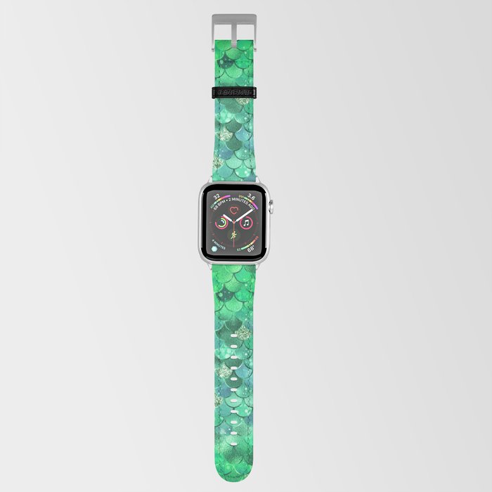 Green Mermaid Pattern Metallic Glitter Apple Watch Band