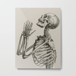 William Cheselden, Osteographia (The Anatomy of Bones), London, 1733 Praying Skeleton Metal Print