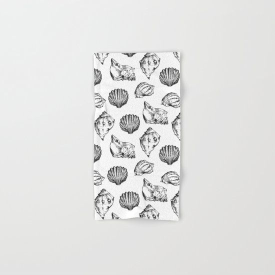Seashells. Black and white Hand & Bath Towel