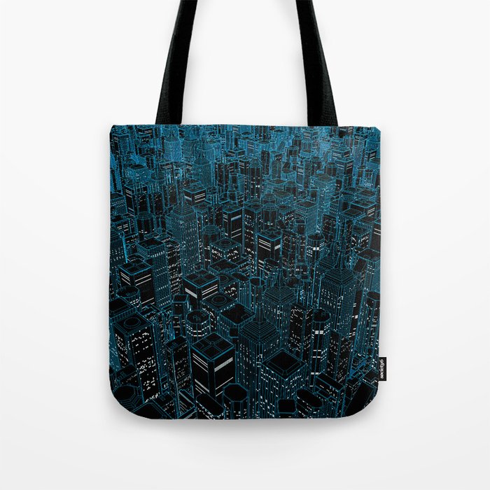 Night light city / Lineart city in blue Tote Bag