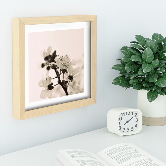 Recessed Framed Print Blossoms Monochrome by ARTbyJWP | society6.com