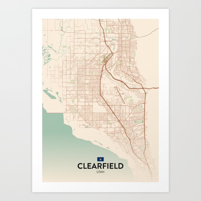 Clearfield, Utah, United States - Vintage City Map Art Print