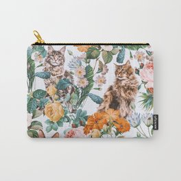 Cat and Floral Pattern III Carry-All Pouch