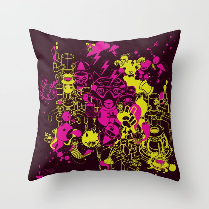 Dream Factory Pink and Yellow Throw Pillow by Stephen Chan Society6