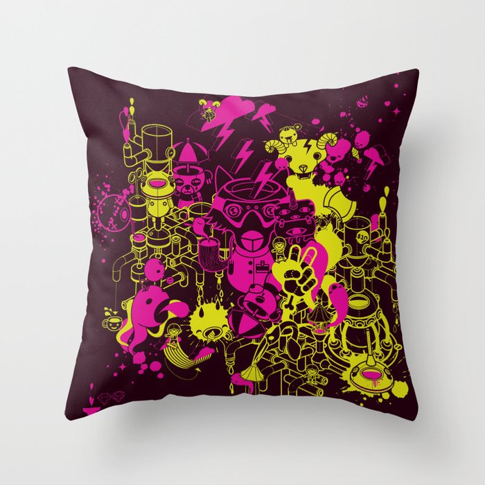 Dream Factory Pink and Yellow Throw Pillow