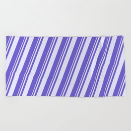 [ Thumbnail: Lavender & Slate Blue Colored Stripes Pattern Beach Towel ]