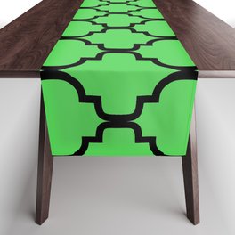Moroccan Trellis (Black & Green Pattern) Table Runner