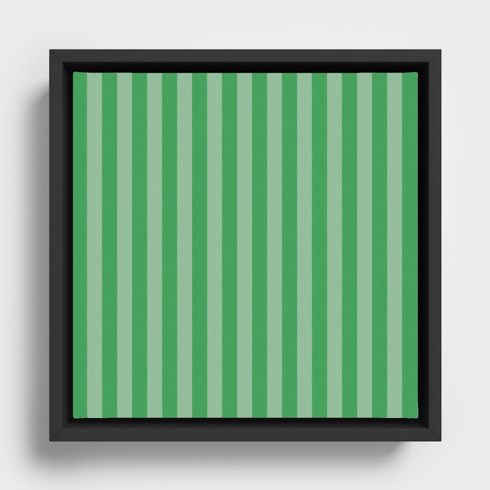 Clover Green Summer Cabana Beach Picnic Stripes Framed Canvas
