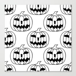 Seamless Pattern Silhouette Halloween Grimace Horror 02 Canvas Print