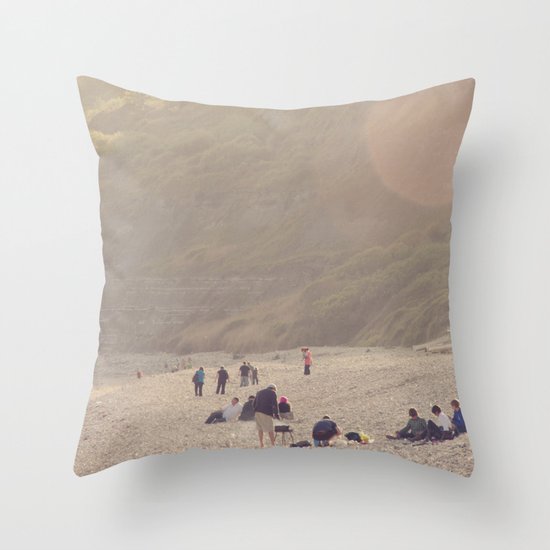 sandy sausages by the sea shore... Throw Pillow