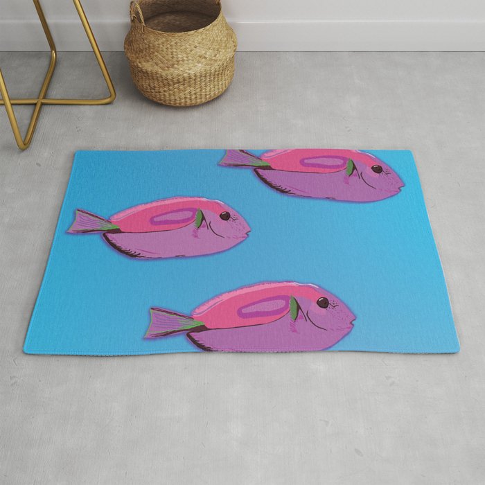 Pink tropical fishes Rug