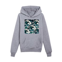 Japanese Décor: The Great Wave - A Hokusai Kanagawa Surfing Print Kids Pullover Hoodie