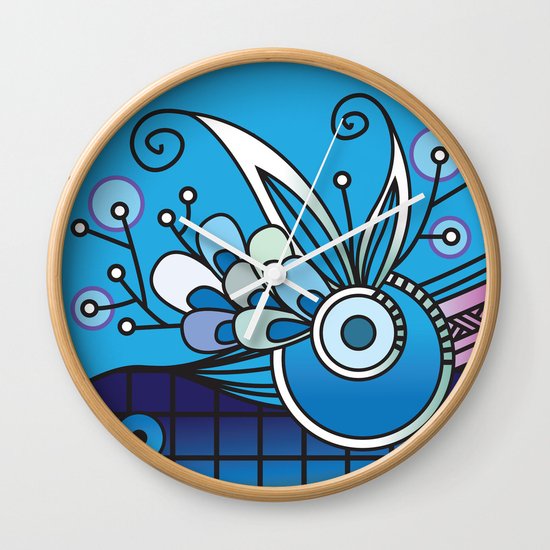 Ornate square zentangle, Ultramarine Blue Wall Clock