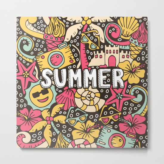 Summer Doodle Metal Print
