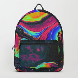 BATS IN THE ATTIC Backpack | Oil, Graphite, Holographic, Trippy, Ink, Paint, Watercolor, Abstract, Digital, Rainbow 