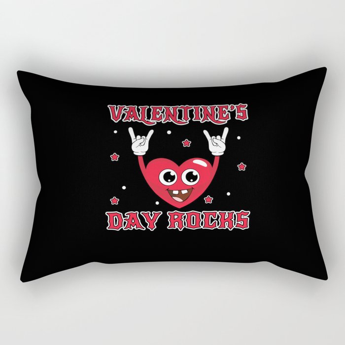 Kawaii Rock Rocker Hearts Day Valentines Day Rock Rectangular Pillow