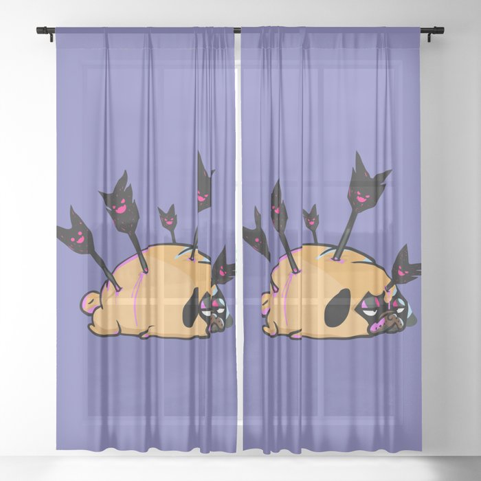 Pug Valentine Sheer Curtain