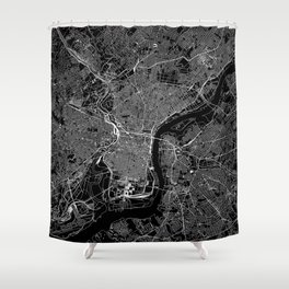 Philadelphia Black Map Shower Curtain