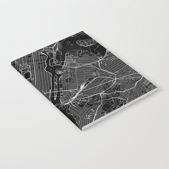 New York City Black Map Notebook