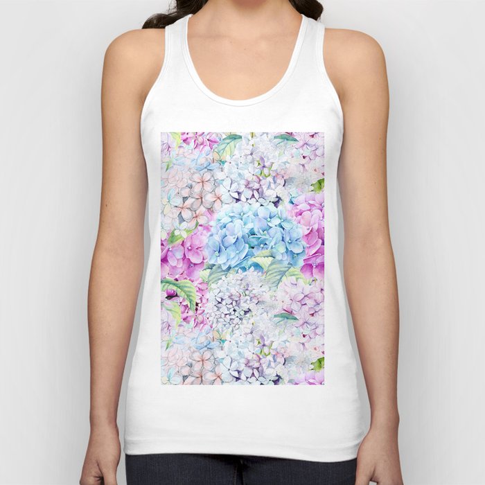 Multicolor Watercolor Hydrangea dream pattern Tank Top