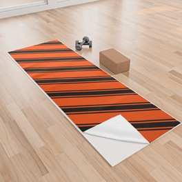 [ Thumbnail: Red and Black Colored Lines Pattern Yoga Towel ]