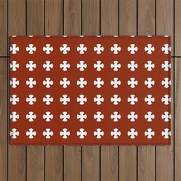 Scarlet Red and White Minimalist Pattern Outdoor Rug
