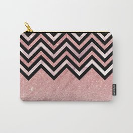 Modern black rose pink glitter lavender marble chevron Carry-All Pouch