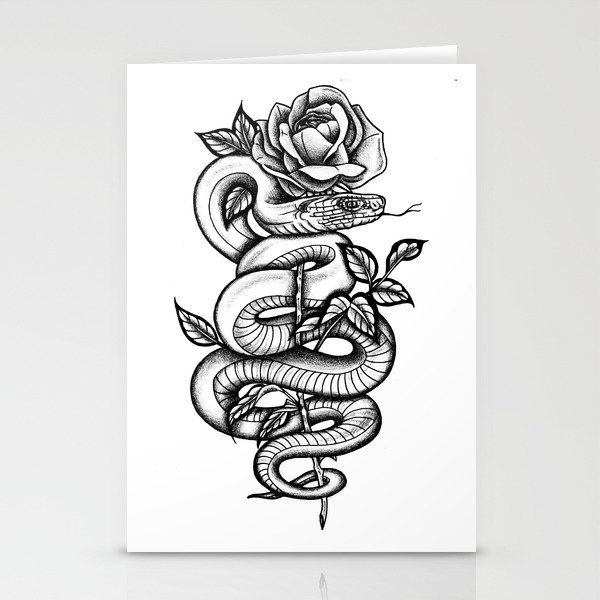 Snake and Rose Stationery Cards