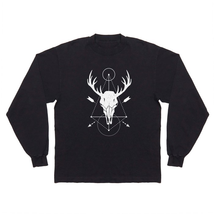 Modern Geometric Deer Skull Hunting Hunters Long Sleeve T Shirt