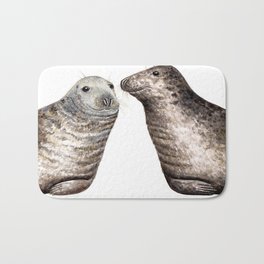 Grey seals(Halichoerus grypus) Bath Mat | Animal, Seallove, Realism, Illustration, Pinniped, Other, Sealart, Marinemammal, Seaanimal, Secret 