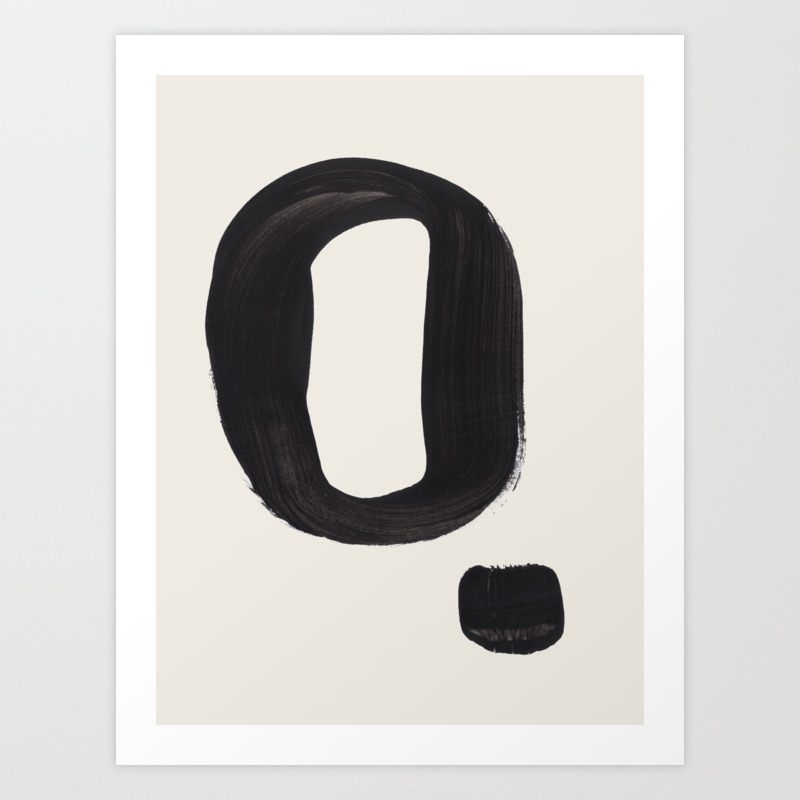 Mid Century Modern Minimalist Abstract Art Brush Strokes Black White Ink Art Circle Dot Art Print By Enshape Society6