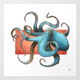 Teal Octopus Art Print
