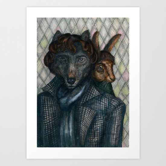 Sherlock Wolf and Dr. Rabbit Art Print