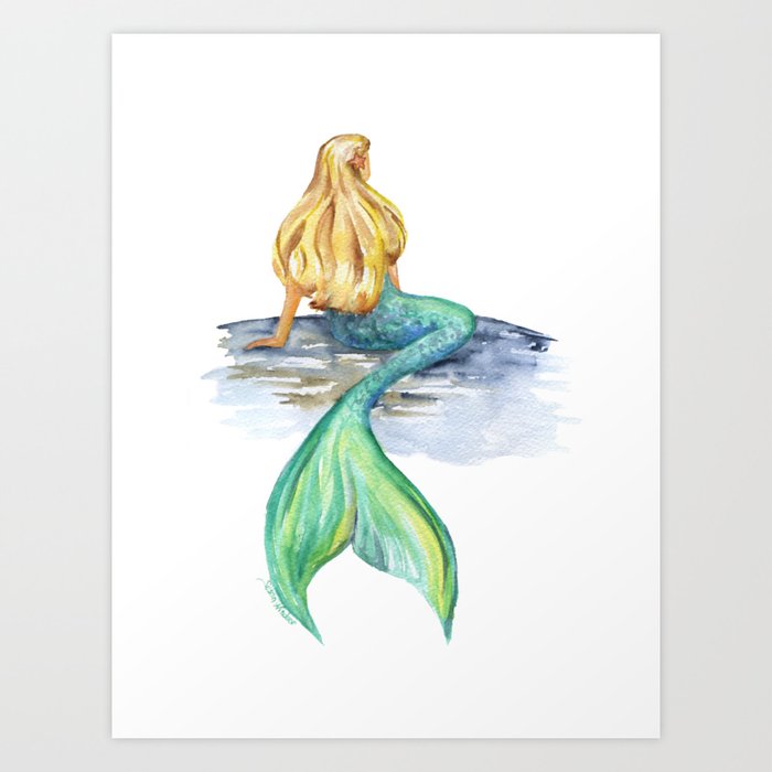Mermaid Watercolor Art Print