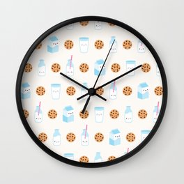 Milk and Cookies Pattern on Cream Wall Clock
