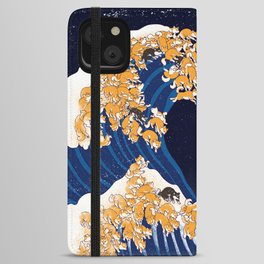 Shiba Inu The Great Wave in Night iPhone Wallet Case