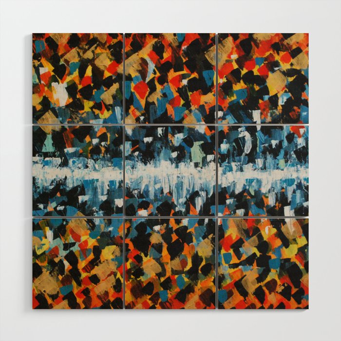 Fire And Ice Abstract Painting Warm And Cool Colors Wood Wall Art