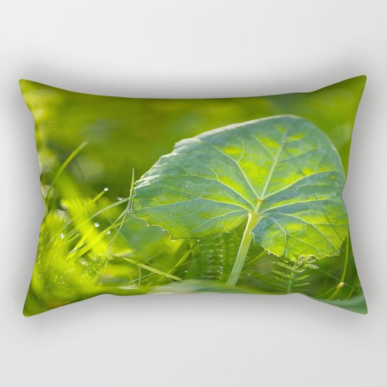 A Pure Green Leaf Rectangular Pillow