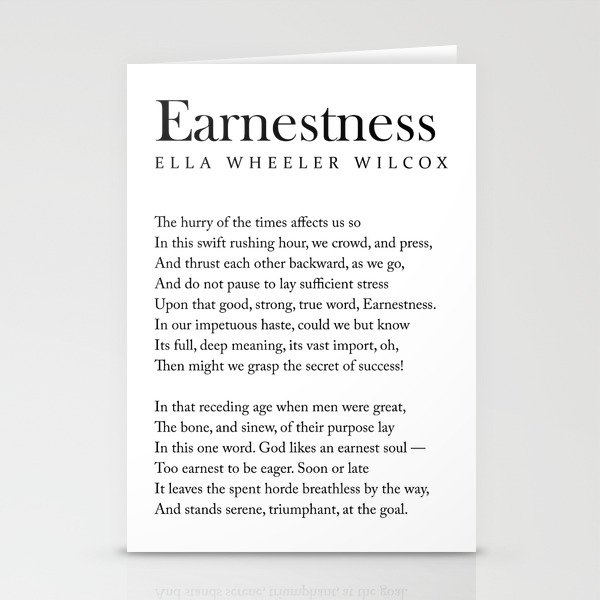 Earnestness - Ella Wheeler Wilcox Poem - Literature - Typography Print 1 Stationery Cards