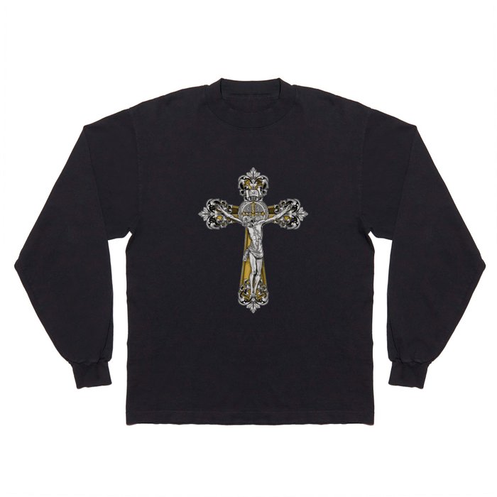St Benedict Cross Crucifix Long Sleeve T Shirt