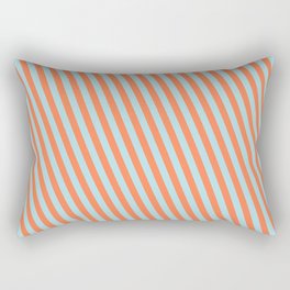[ Thumbnail: Coral and Powder Blue Colored Lined/Striped Pattern Rectangular Pillow ]