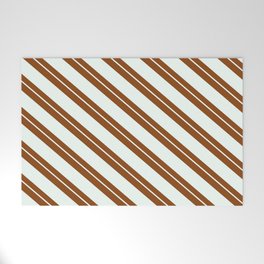 [ Thumbnail: Brown and Mint Cream Colored Lines Pattern Welcome Mat ]