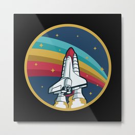 Space Shuttle Rocket Spaceship Astronaut Metal Print