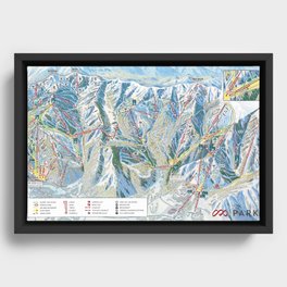 Park City Utah Trail Map Ski Snowboard Framed Canvas