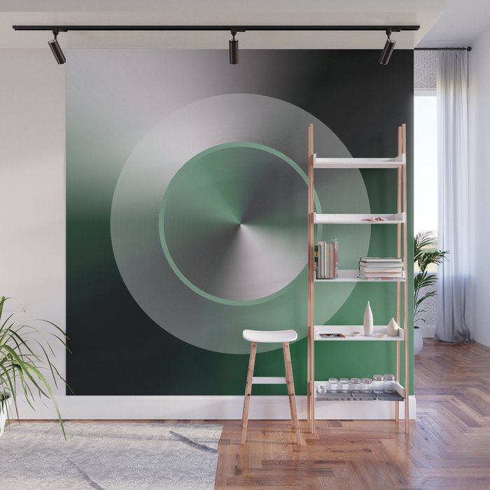 Serene Simple Hub Cap in Green Wall Mural